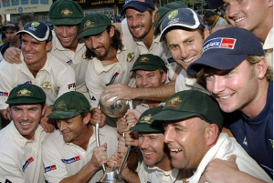 Victorious Australian team after winning in India after 35 years